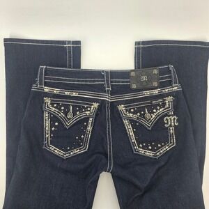 Miss Me Easy Boot JE5085ER Dark Wash Embellished Bootcut Jeans Womens 28 Y2K